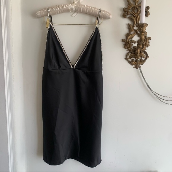HOUSE OF HARLOW BLACK RHINESTONE MINI DRESS - Picture 2 of 9